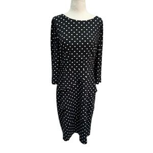 Joseph Ribkoff Sheath Dress Black White Polka Dot Size 12